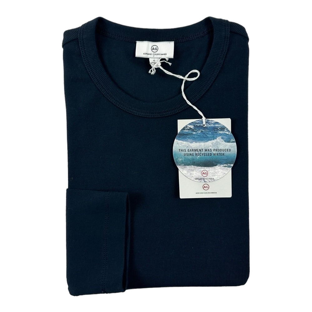 AG Adriano Goldschmied Navy Blue Knit Cotton Mens Lightweight Sweater L NWT